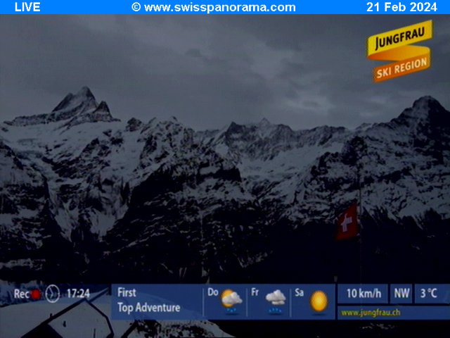 Webkamera Eiger, Mönch a  Jungfrau Top Ski Region